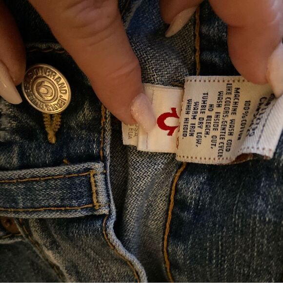 TRUE RELIGION Jeans Denim Flared Women’s 32x30 Vintage Distressed Streetwear - Picture 7 of 12